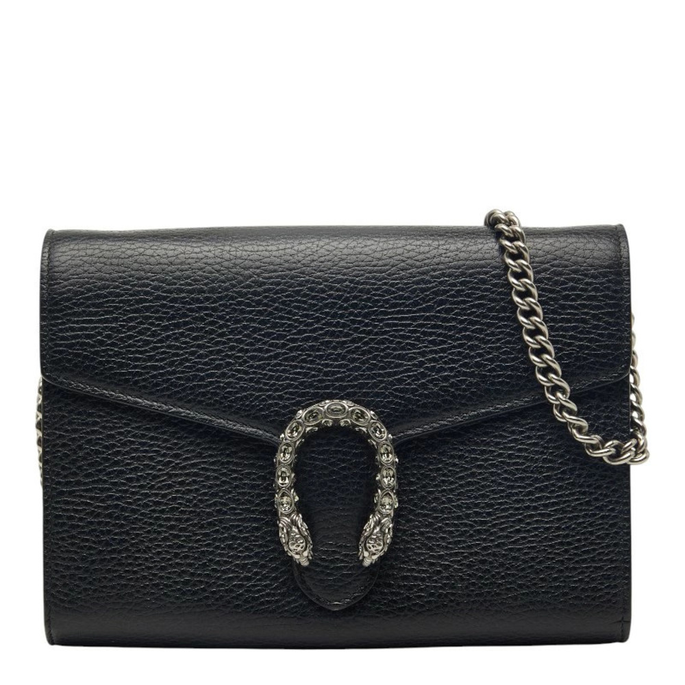 Gucci Dionysus Chain Wallet Shoulder Bag Black Leather